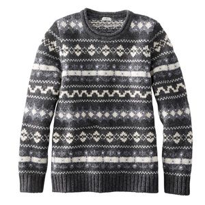 LL Bean Wool Fair Isle Sweater - gray, size M